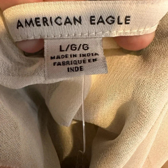American Eagle Women's Lined Striped Linen Blend Mini Skirt Cream and green NWT - Picture 4 of 7